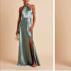 Satin Sea Glass Halter Gown
